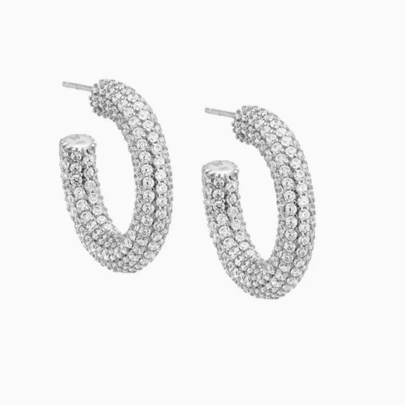 Adina Eden Jumbo Pave Hoops In Silver, Size: OS - Picture 1 of 10